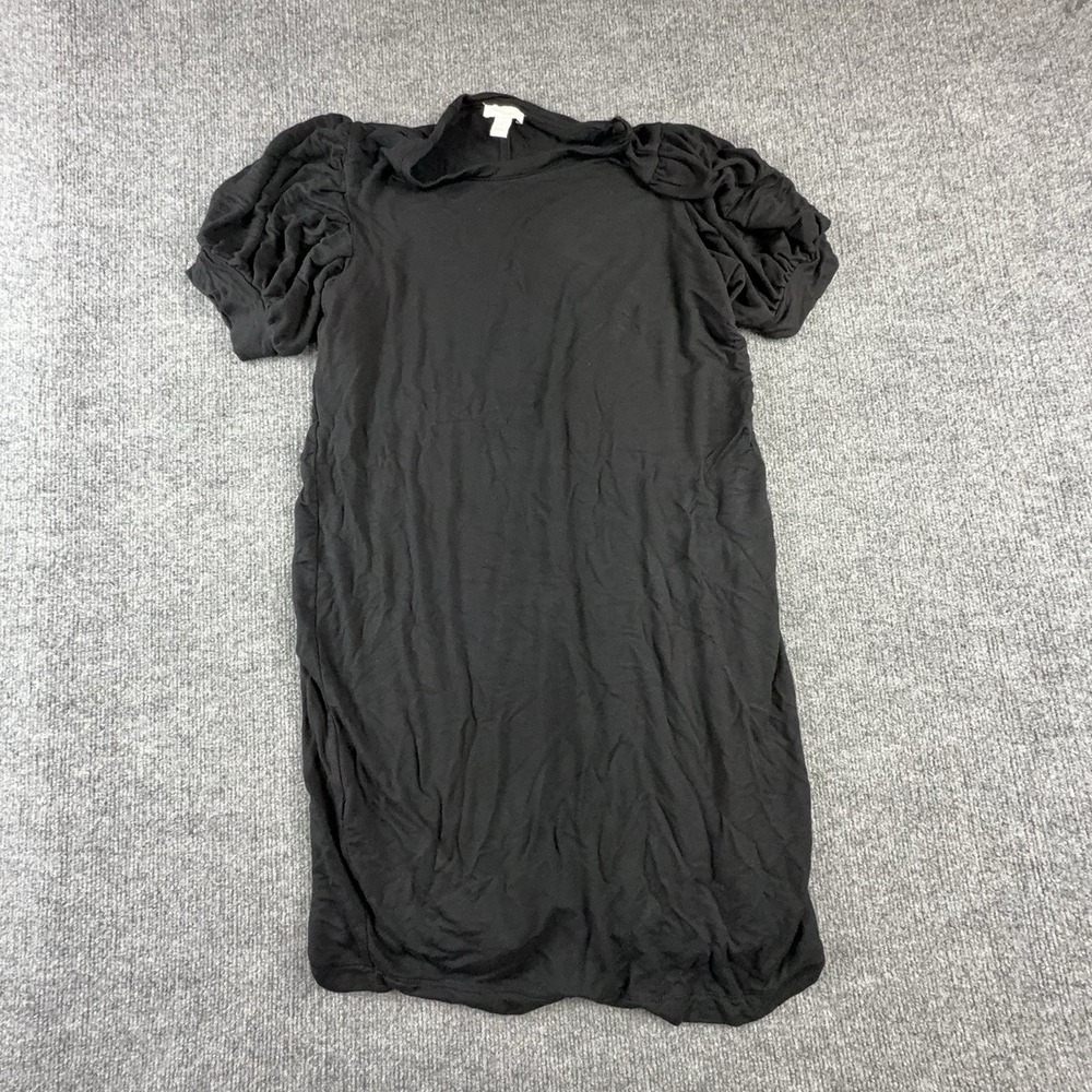 Daily Ritual Dress Womens Medium Black T-Shirt Puff Sleeve Crew Neck Casual